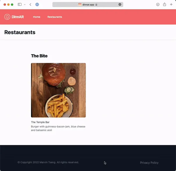 screen · dish in AR